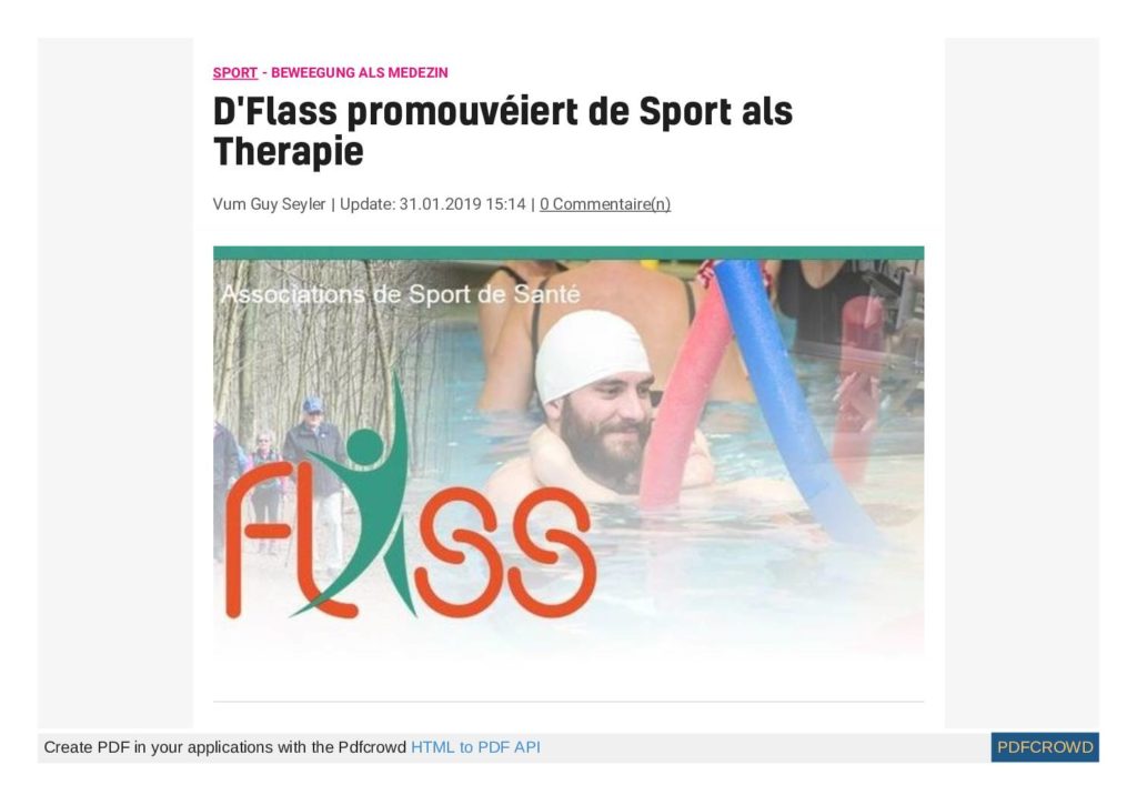 D’Flass promouvéiert de Sport als Therapie 